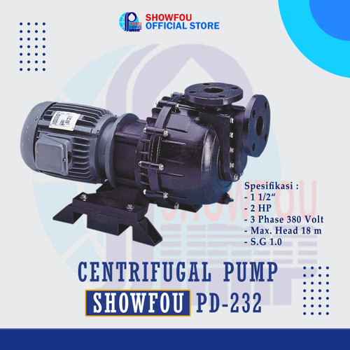 [EZM.6600088] SHOWFOU CENTRIFUGAL PUMP PD-232 2 HP, 3 Phase 1.5 kWatt 1-0.5 Inch