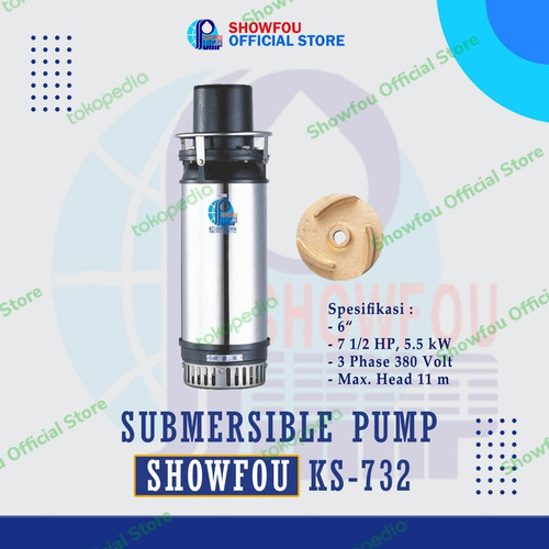 [EZM.6600126] SHOWFOU SUBMERSIBLE PUMP KS-732 7-0.5 HP 3 Phase 5.5 kWatt 6 Inch