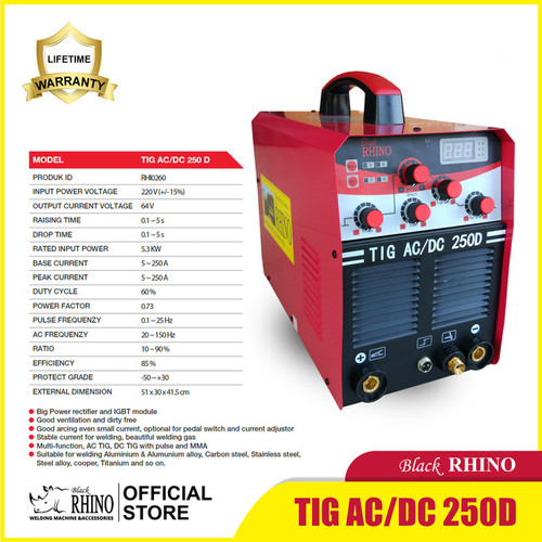 [EZM.3900005] Mesin Las Black RHINO TIG AC/DC 250D 1 PH