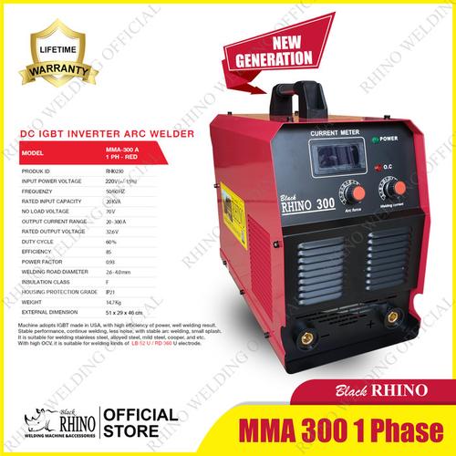 [EZM.3900008] Mesin Las Black RHINO MMA 300 A 1 Phase NEW GEN