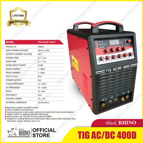 [EZM.3900030] Mesin Las RHINO TIG AC/DC 400 3PH