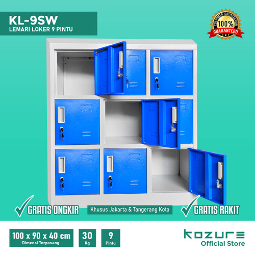 [EZO.7600024] Kozure KL-9SW Lemari Loker Besi 9 Pintu Loker Pendek Utk Sekolah TK SD
