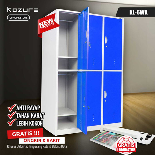 [EZO.7600039] Kozure KL 6WX Lemari Loker Besi 6 Pintu Ukuran Lebih Lebar
