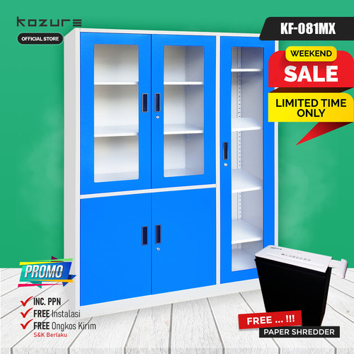 [EZO.7600046] FILLING CABINET Kozure KF-081MX Pintu Kaca Kombinasi Swing Door