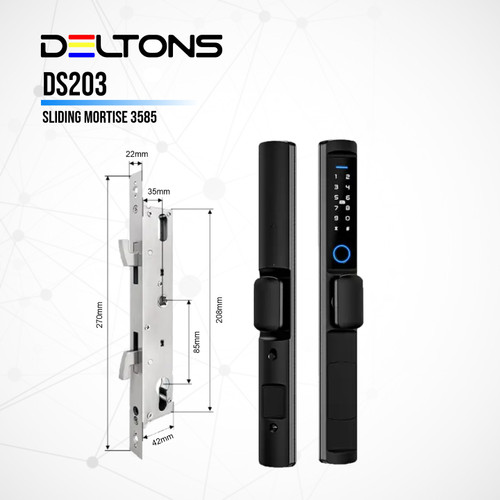 Smart Lock Deltons DA202 Slim Door Lock Frame Alumunium Sliding Swing