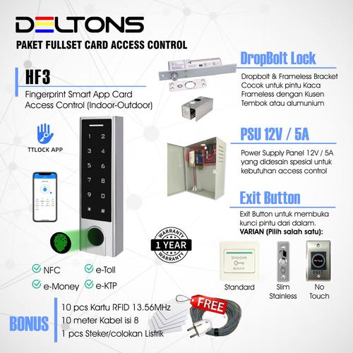 [EZO.7700031] Fullset Smart Door Access Control HF3 RFID Fingerprint Dropbolt Lock