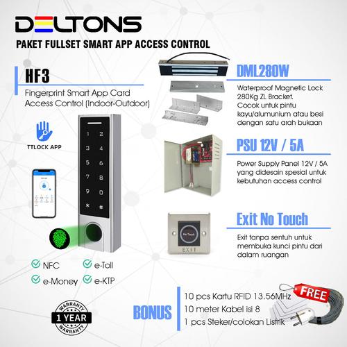 [EZO.7700032] Paket Smart Door Access Control HF3 Fingerprint EM Lock Waterproof