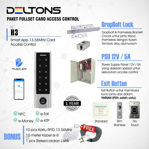 [EZO.7700034] Paket Smart Door Access Control H3 RFID Card 13.56MHz Dropbolt Lock