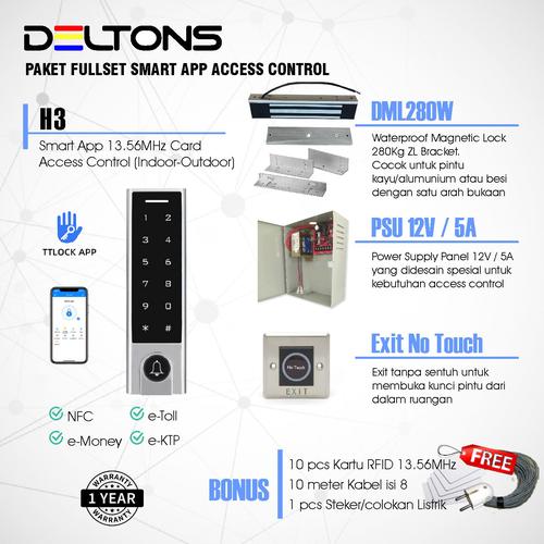 [EZO.7700035] Fullset Smart Door Access Control H3 Card 13.56MHz Paket Waterproof