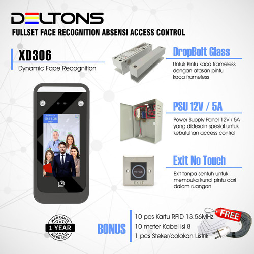 Paket Access Control Deltons Face Recognition Akses Wajah Dropbolt