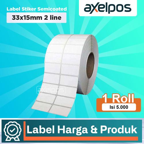 [EZO.7800045] Label Stiker Barcode Semicoated 33x15mm 2 line Isi 5000 Lembar