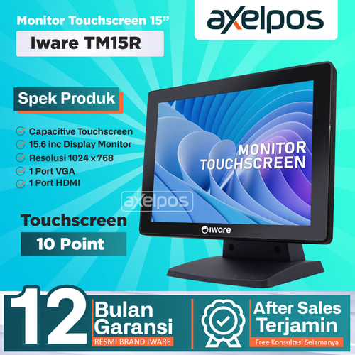 [EZO.7800053] Led Monitor Touchscreen layar sentuh 15inc Iware TM15R Port VGA - HDMI