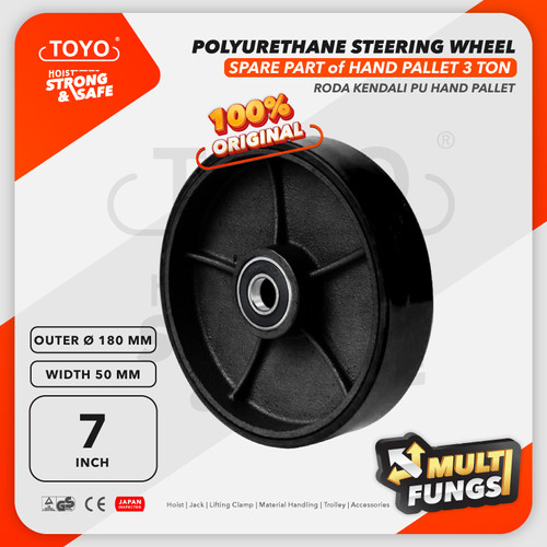 [EZO.1600061] Polyurethane Steering Wheel / Roda Hand Pallet PU 180mm x 50mm 7" TOYO