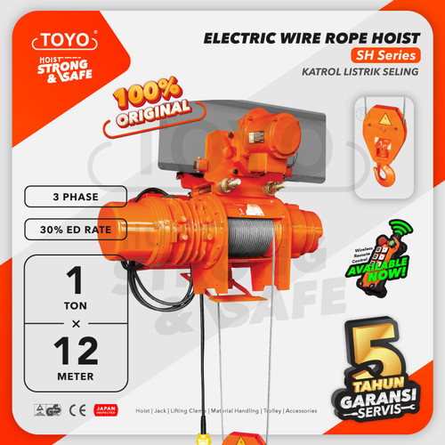 [EZO.1600079] Electric Wire Rope Hoist 1 Ton x 12 Meter SH Series TOYO