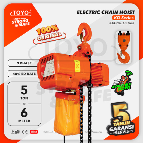 [EZO.1600093] Electric Chain Hoist 5 Ton x 6 Meter KD Series TOYO