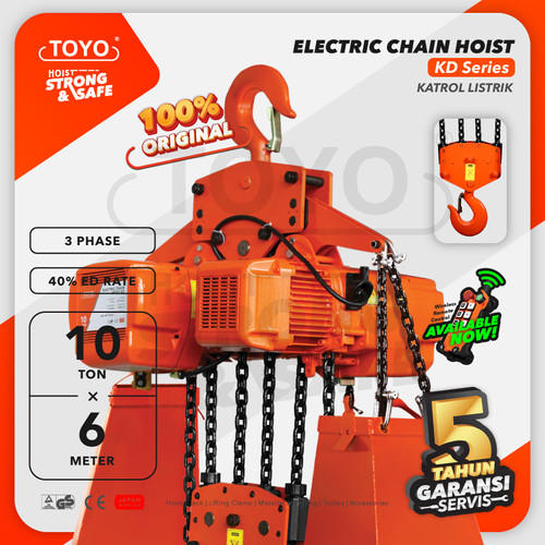 [EZO.1600086] Electric Chain Hoist 10 Ton x 6 Meter KD Series TOYO