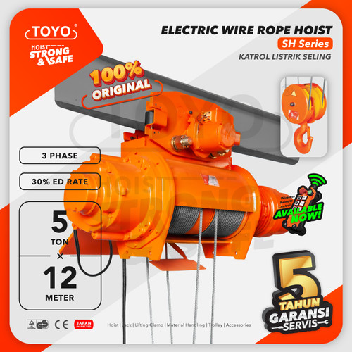 [EZO.1600135] Electric Wire Rope Hoist 5 Ton x 12 Meter SH Series TOYO