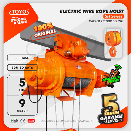 [EZO.1600137] Electric Wire Rope Hoist 5 Ton x 9 Meter SH Series TOYO