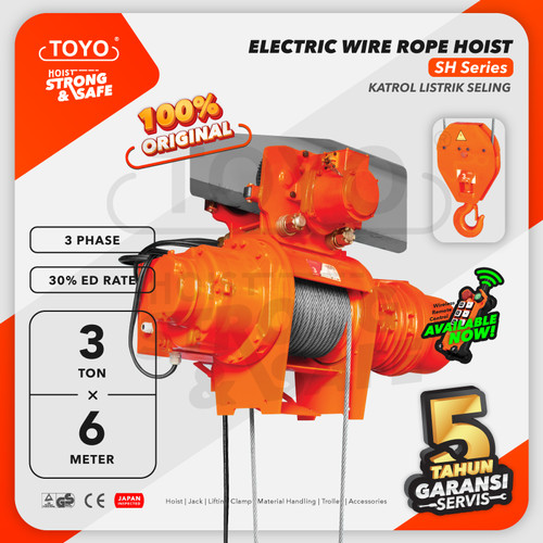 [EZO.1600143] Electric Wire Rope Hoist 3 Ton x 6 Meter SH Series TOYO