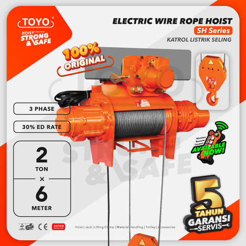 [EZO.1600147] Electric Wire Rope Hoist 2 Ton x 6 Meter SH Series TOYO