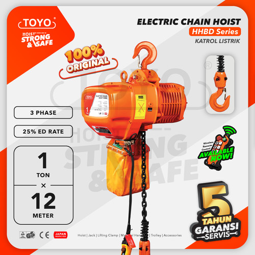 [EZO.1600155] Electric Chain Hoist 1 Ton x 12 Meter HHBD Series TOYO