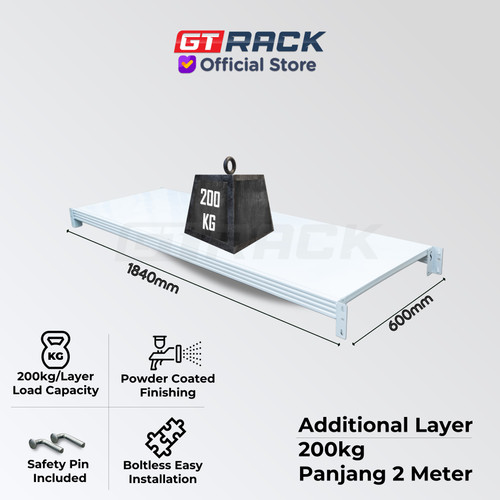 [EZO.8900066] LAYER 200KG PANJANG 2 METER EXTRA RACK AMBALAN RAK GUDANG PAPAN BESI