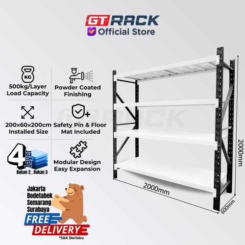 [EZO.8900071] RAK BESI 500KG 4 SUSUN 2 METER RACK GUDANG TINGKAT MATERIAL BANGUNAN