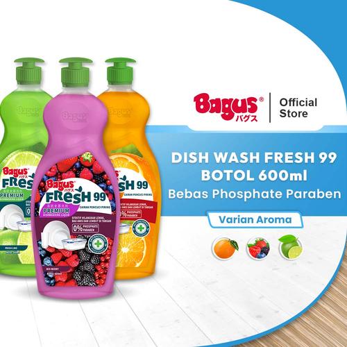 [EZO.9000056] Bagus Fresh99 Premium Anti Bacterial Dish Washing Liquid Botol 600ml