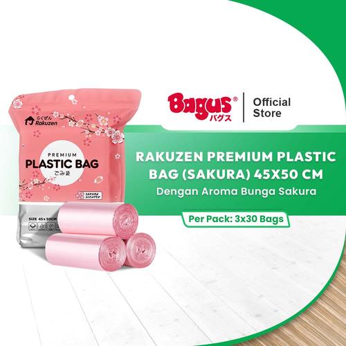 [EZO.9000075] Rakuzen Premium Plastic Bag - Kantong Sampah 45 x 50 - Sakura Edition