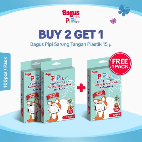 [EZO.9000083] BUY 2 GET 1 FREE - Bagus PiPi Sarung Tangan Anak 15 µ 100 pcs