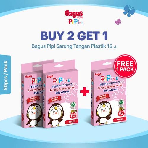 [EZO.9000084] BUY 2 GET 1 FREE - Bagus PiPi Sarung Tangan Anak 15 µ 50 pcs