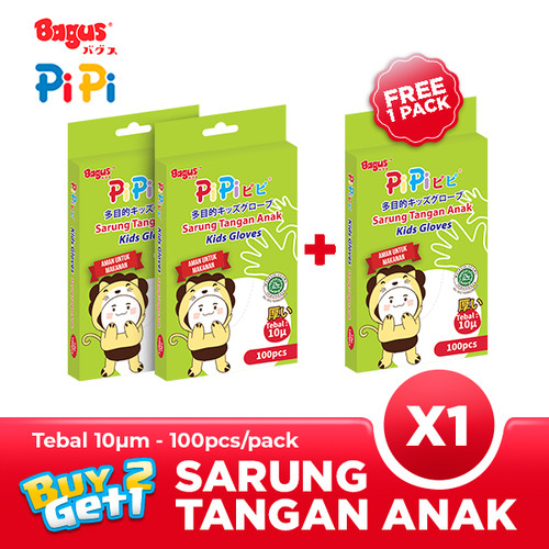 [EZO.9000085] BUY 2 GET 1 FREE - Bagus PiPi Sarung Tangan Anak 10 µ 100 pcs