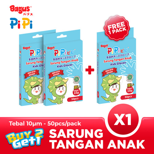 [EZO.9000086] BUY 2 GET 1 FREE - Bagus PiPi Sarung Tangan Anak 10 µ 50 pcs