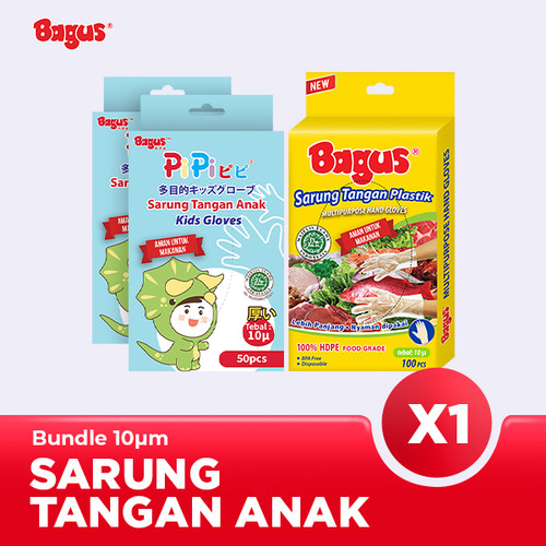 [EZO.9000101] Bagus Sarung Tangan Plastik - Adult & Kids Bundle - 10 Mikron