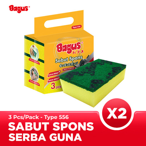[EZO.9000107] Twin Pack Bagus Sabut Spons Multipurpose 3's Type 556