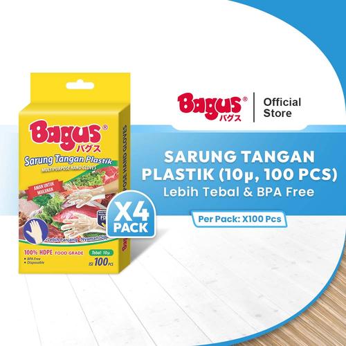 [EZO.9000148] [ QUAD PACK ] Bagus Sarung Tangan Plastik 10 µ 100 pcs [ 4 pcs ]