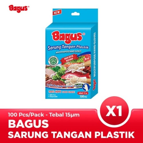 [EZO.9000151] Bagus Sarung Tangan Plastik 15 µ 100 pcs