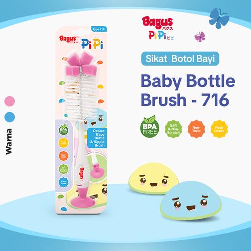 [EZO.9000160] Bagus Pipi Deluxe Sponge Baby Bottle And Nipple Brush Set Tipe 716Pink