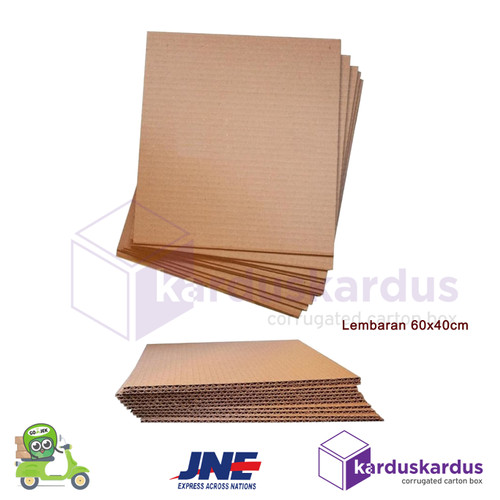 [EZO.9100024] KARDUS KARTON LEMBARAN 60 x 40 SINGLE WALLCORRUGATED SHEET POLOS BARU