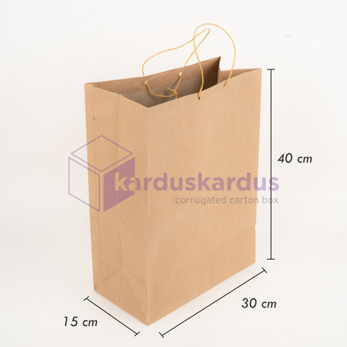 [EZO.9100021] Paper Bag Shopping Bag Tas Kertas Polos Ukuran 30 x 15 x 40