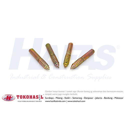 [EZR.2300132] Hanger Bolt M6 x 80 (kuning) | Sekrup