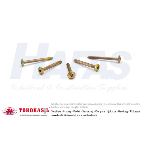 [EZR.2300138] Sekrup TSAT, T S A T, T+ AB Screw #10x1/2" - Kuning (ECERAN)
