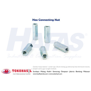 [EZR.2300141] Hex Connecting Nut M6 x K10 x 18 - putih (Long Nut / Mur Panjang)