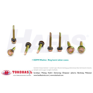 [EZR.2300352] Roofing Screw M5 x 45 - 24T (kuning) | Sekrup Drilling - 100 pcs