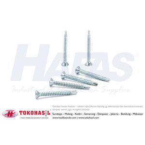 [EZR.2300679] Sekrup FH+ | Flat Head Drilling Screw #8 x 1 1/2" - putih