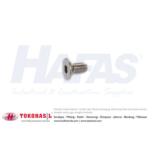 [EZR.2301016] Flat Socket Cap Screw M6 x 12 (Baut Flat L, Stainless SUS304)