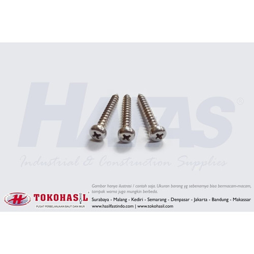 [EZR.2301075] Sekrup/Skrup Tapping (Screw) PH+ M3 x 25, Stainless Steel A2