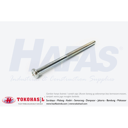 [EZR.2301158] Machine Screw JP M6x90 / Sekrup, Baut JP M6 x 90 (Putih)