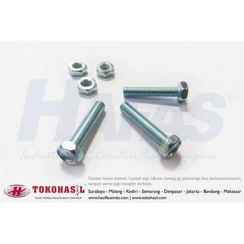 [EZR.2301655] B/N M8 x 55 (Baut Mur Mili Putih M 8 x 55, BN M8x55) - P1.25, ECERAN