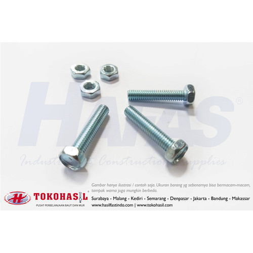 [EZR.2301656] B/N M8 x 55 (Baut Mur Mili Putih M 8 x 55, BN M8x55) - P1.25